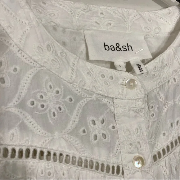 BA&SH White Embroidered Eyelet Beky Dress NWT 100% Cotton White Dress - Picture 9 of 16